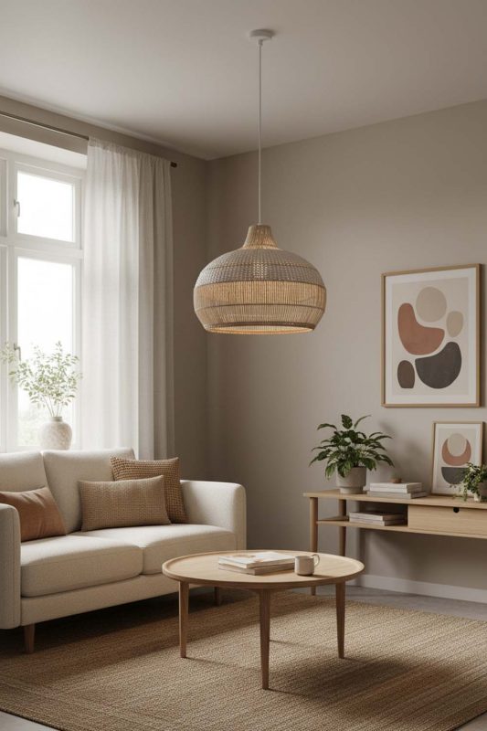 Small Space White Wicker Pendant Light - Clever & Functional
