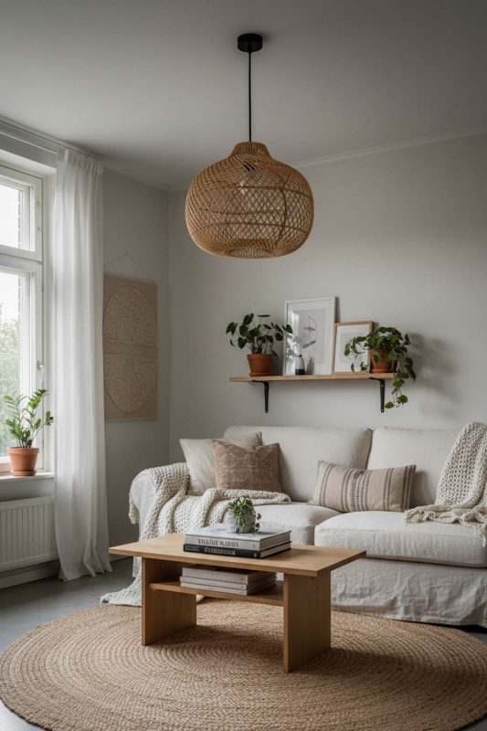 Small Space Wicker Swag Lamp - Space-saving & Smart