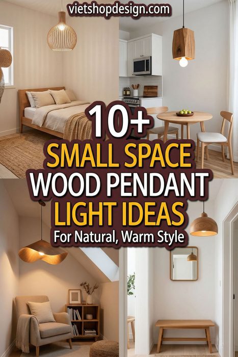 Small Space Wood Pendant Light Ideas For Natural, Warm Style