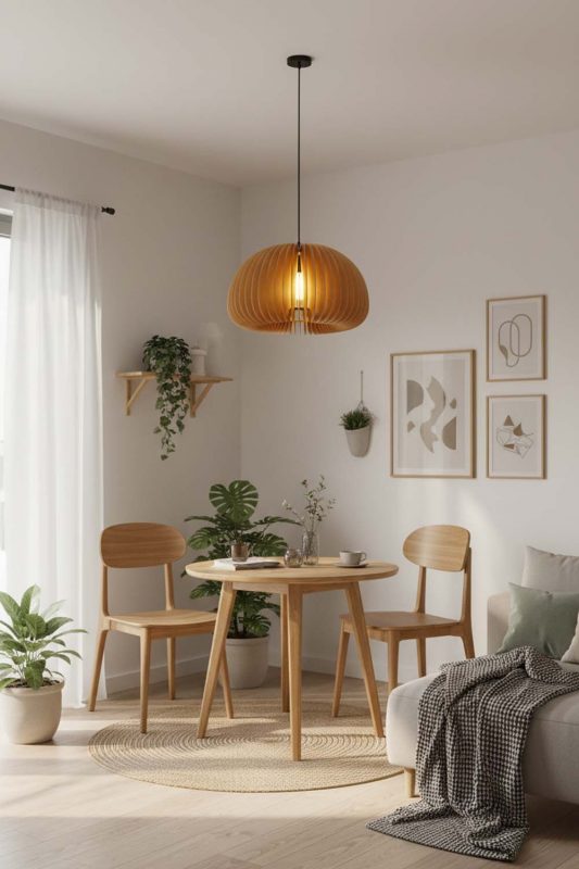 Small Space Wood Slat Pendant Light - Compact But Stylish