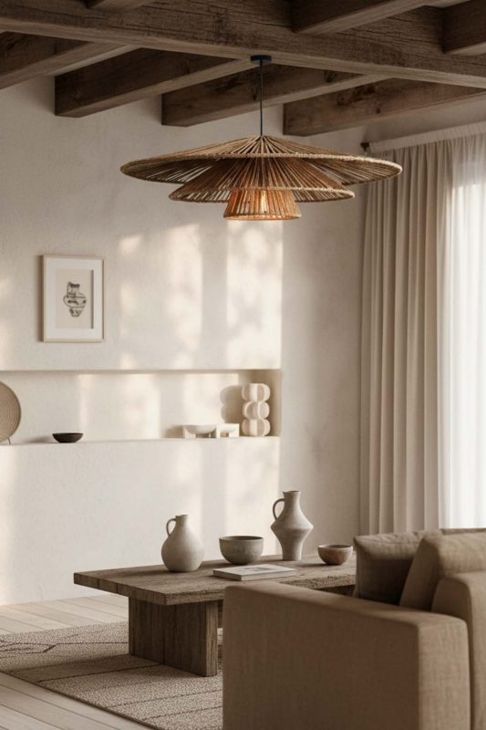 Wabi Sabi 3 Tiered Hemp Rope Pendant Light - Raw & Natural
