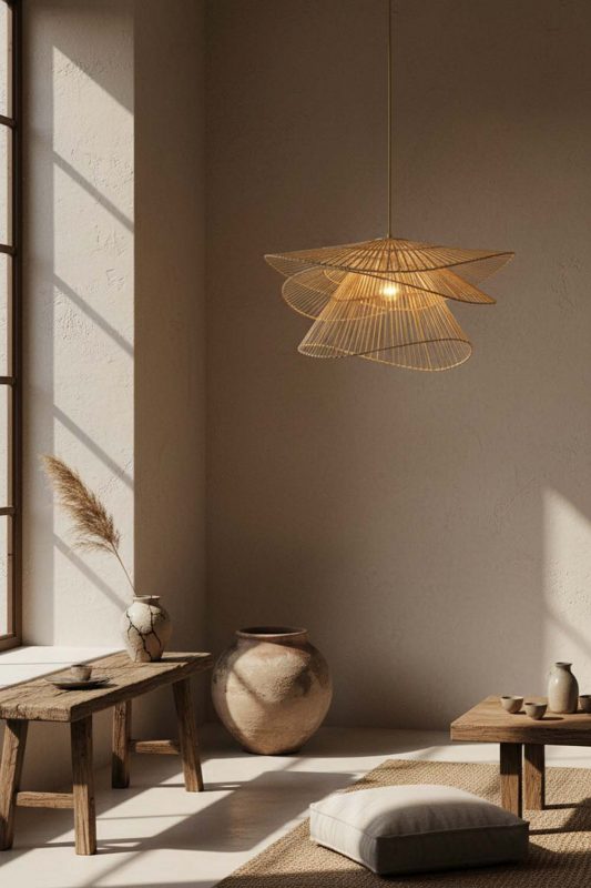 Wabi Sabi Bamboo 3 Tier Pendant Light - Rustic & Soulful