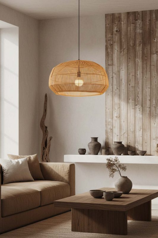 Wabi Sabi Bamboo Cage Pendant Light A - Rustic & Soulful