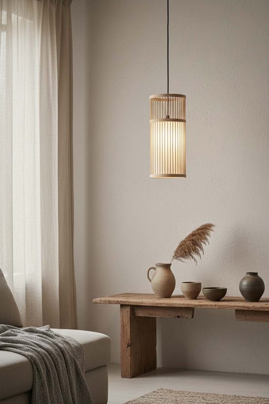 Wabi Sabi Bamboo Cylinder Pendant Light - Timeless Simplicity