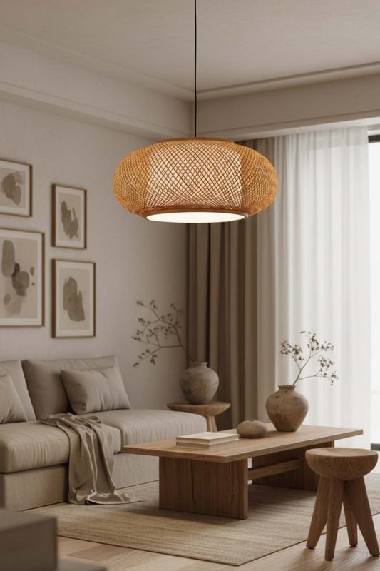 Wabi Sabi Bamboo Donut Pendant Light - Raw & Natural