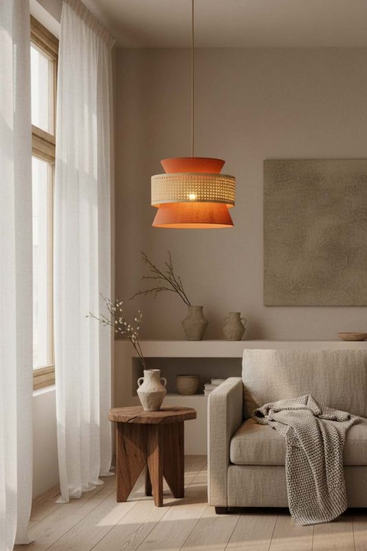 Wabi Sabi Bamboo Fabric Shade Pendant Light - Timeless Simplicity
