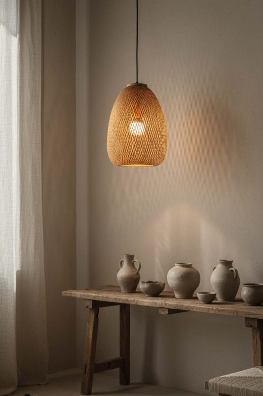 Wabi Sabi Bamboo Raindrop Pendant Light - Raw & Natural