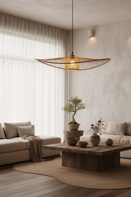 Wabi Sabi Bamboo Wave Pendant Light - Raw & Natural