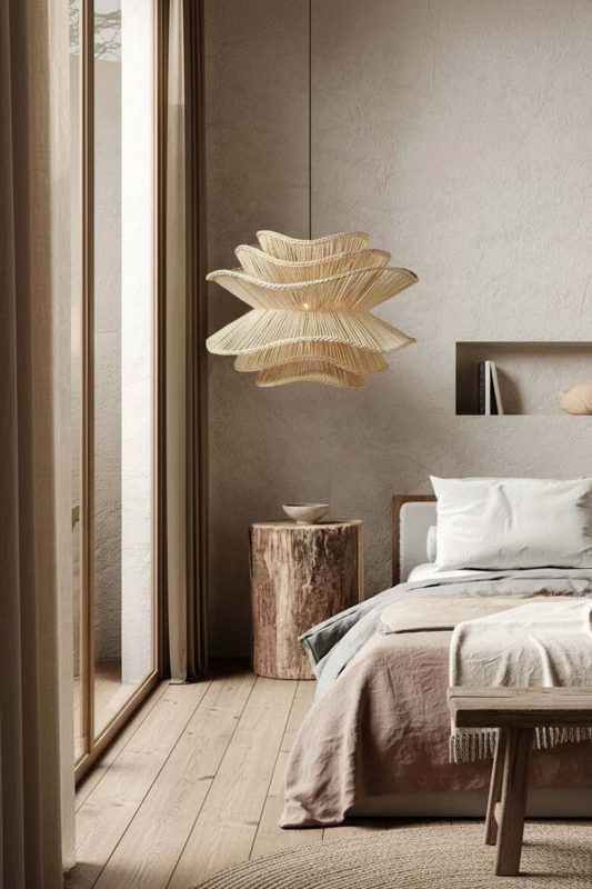 Wabi Sabi Beige Vietnamese Flower Rattan Chandelier - Timeless Simplicity