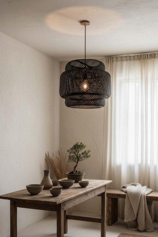 Wabi Sabi Black Bamboo Sinnerlig Pendant Lamp - Timeless Simplicity