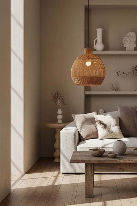 Wabi Sabi Bottom Brown Rattan Pendant - Timeless Simplicity