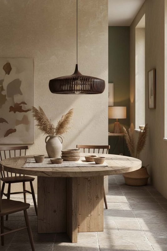 Wabi Sabi Coffee Bentwood Pendant Light - Rustic & Soulful