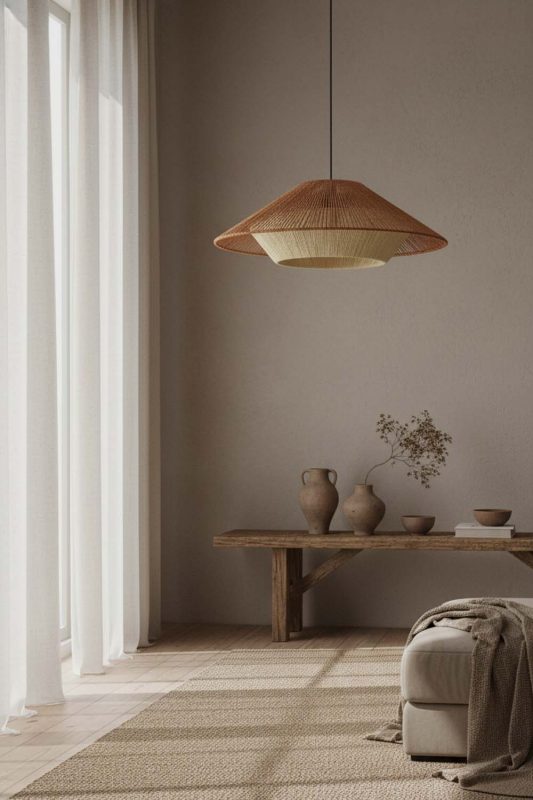 Wabi Sabi Cone Hemp Rope Pendant Lamp - Calm & Organic