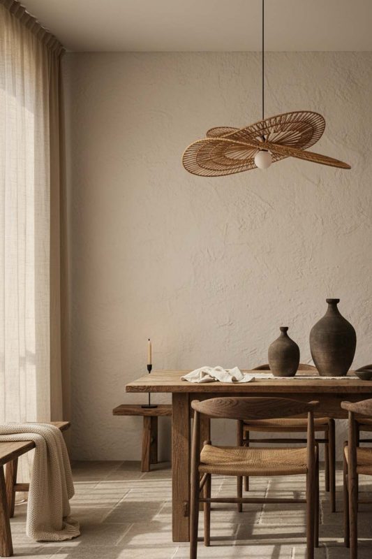 Wabi Sabi Double Wing Wicker Pendant - Imperfectly Beautiful