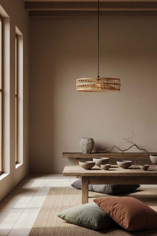 Wabi Sabi Halo Wicker Rattan Pendant - Imperfectly Beautiful