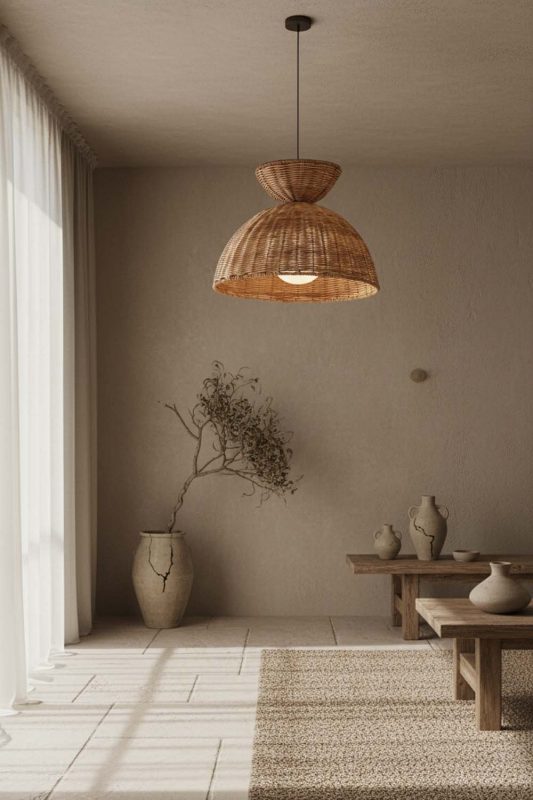 Wabi Sabi Hourglass Rattan Pendant Light - Timeless Simplicity