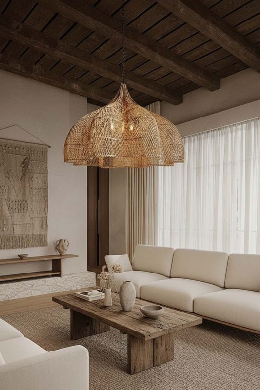 Wabi Sabi Natural Bloom Rattan Pendant Light - Timeless Simplicity