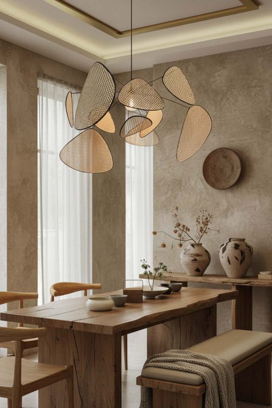 Wabi Sabi Natural Rattan Petal Ceiling Light - Rustic & Soulful