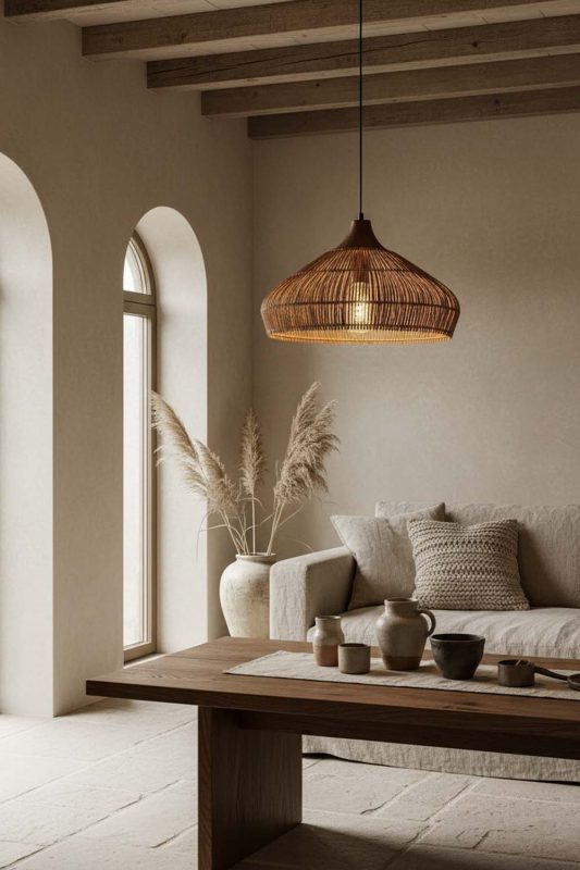 Wabi Sabi Open Rattan Pendant Light - Raw & Natural
