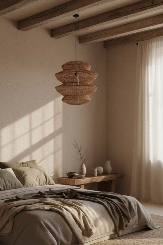 Wabi Sabi Rattan Accordion Pendant Light - Calm & Organic