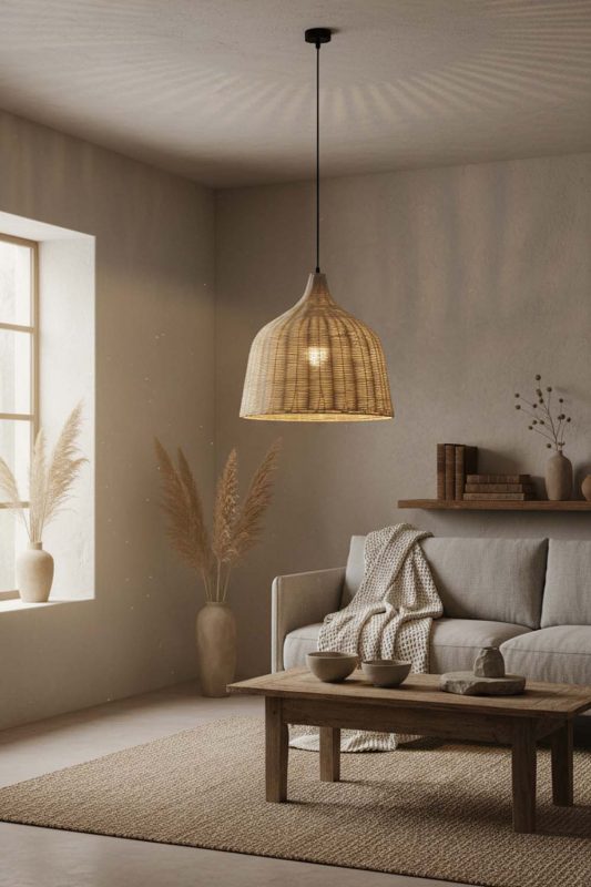Wabi Sabi Rattan Basket Pendant Light Natural - Timeless Simplicity