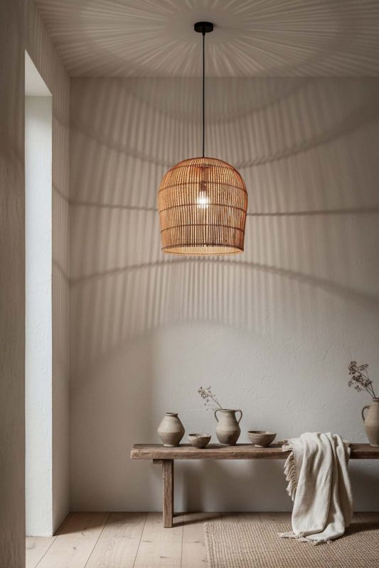Wabi Sabi Rattan Bell Shaped Pendant Light - Timeless Simplicity