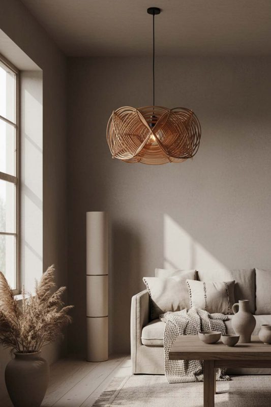 Wabi Sabi Rattan Linear Pendant Light - Raw & Natural