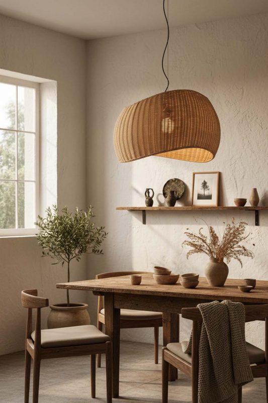 Wabi Sabi Rattan Ribbon Pendant Light - Imperfectly Beautiful