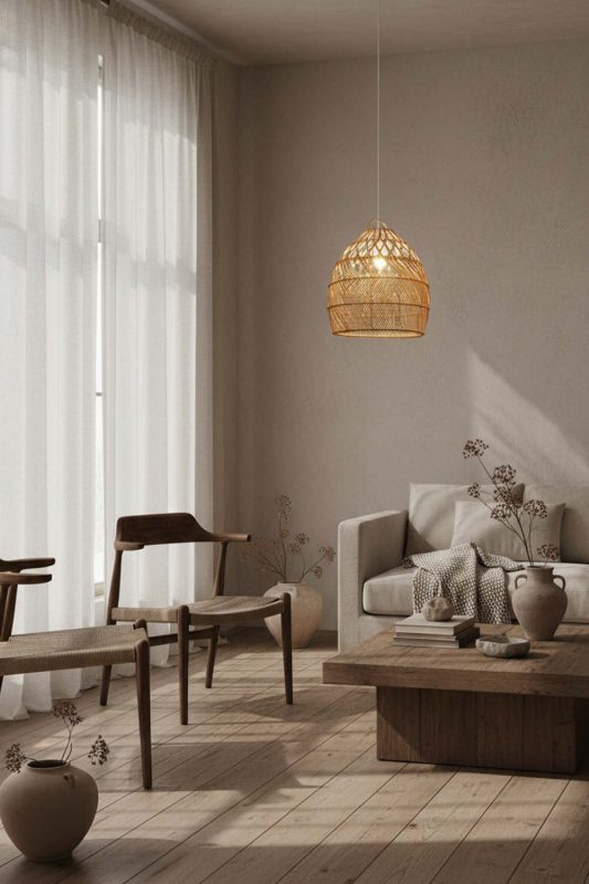 Wabi Sabi Rattan Tapered Pendant Light - Timeless Simplicity