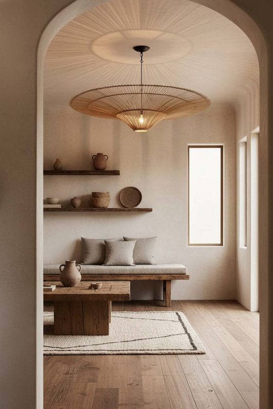 Wabi Sabi Rattan Umbrella Pendant Light - Imperfectly Beautiful