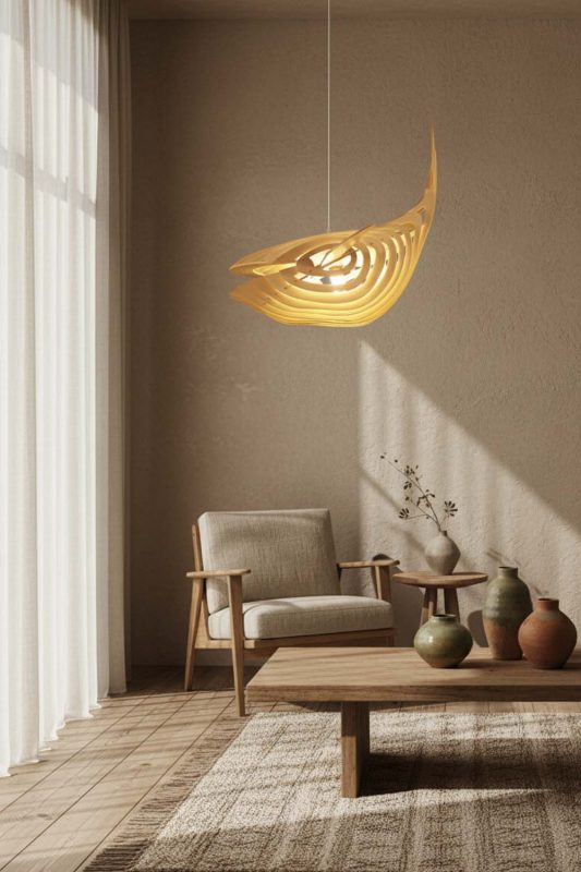 Wabi Sabi Whale Wood Pendant Light - Calm & Organic