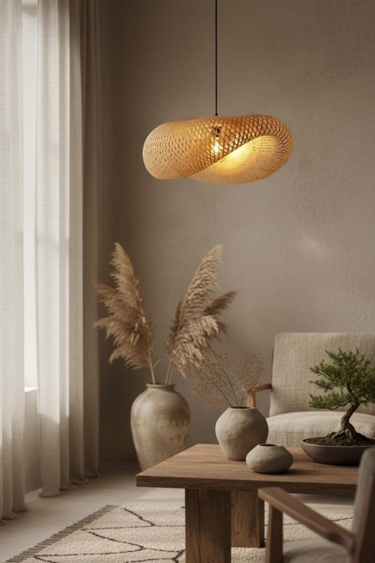 Wabi Sabi Wicker Bird Nest Pendant Light A - Timeless Simplicity