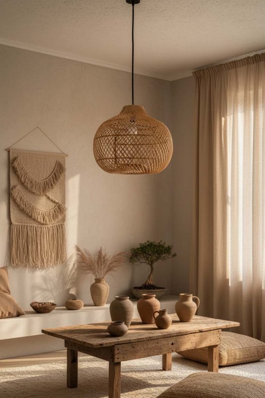 Wabi Sabi Wicker Swag Lamp - Imperfectly Beautiful
