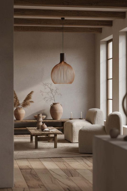 Wabi Sabi Wood Cage Pendant Light - Timeless Simplicity