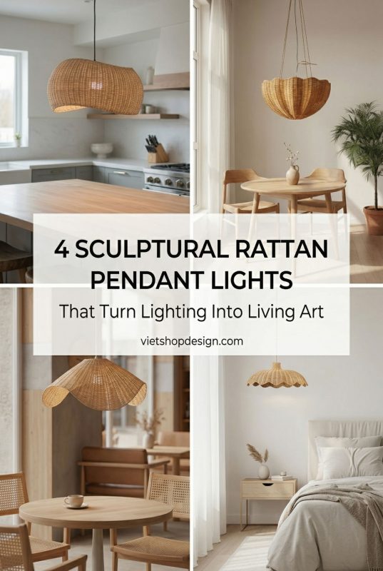 4 Sculptural Rattan Pendant Lights That Turn Lighting Into Living Art