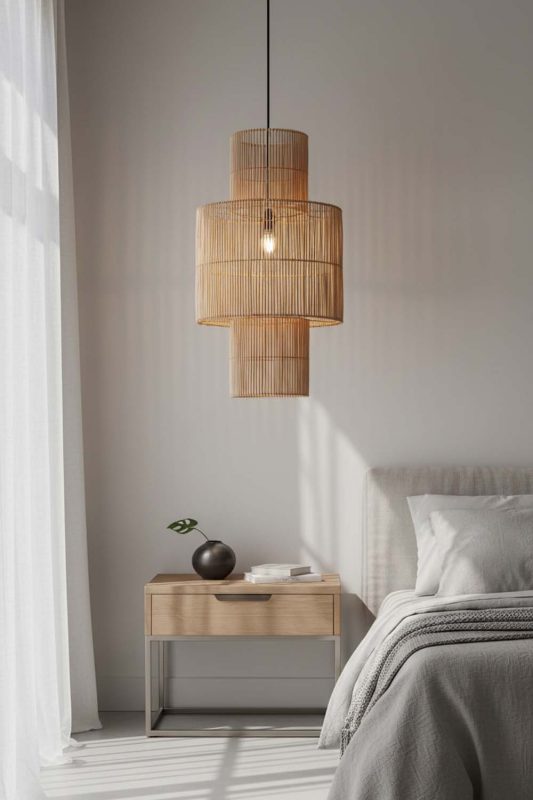 Bedside Bamboo Lantern Geometric Pendant Light - Cozy Fine Dining