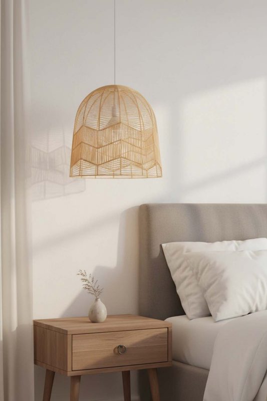 Bedside Beige Rattan Birdcage Pendant Light - Upscale & Stylish