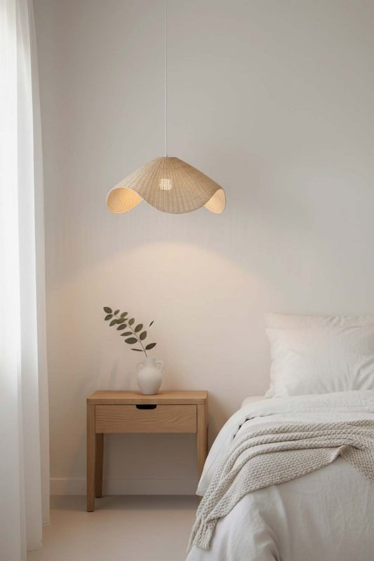 Bedside Beige Rattan Wave Pendant Light - Cozy Fine Dining
