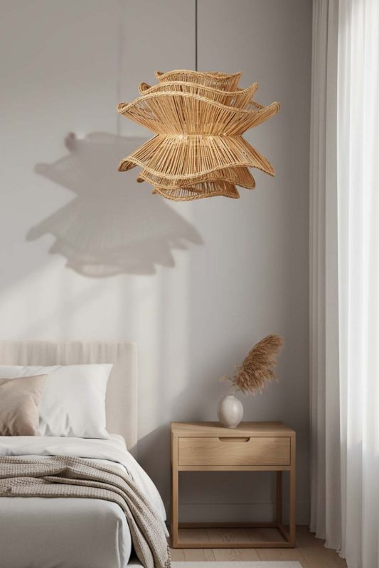 Bedside Brown Vietnamese Flower Rattan Chandelier - Cozy Fine Dining