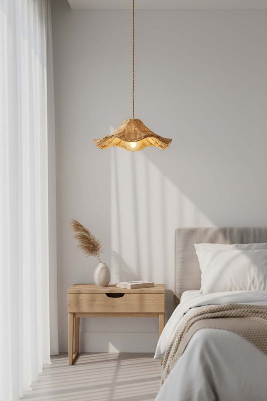 Bedside Floral Rattan Pendant Light - Memorable Ambience