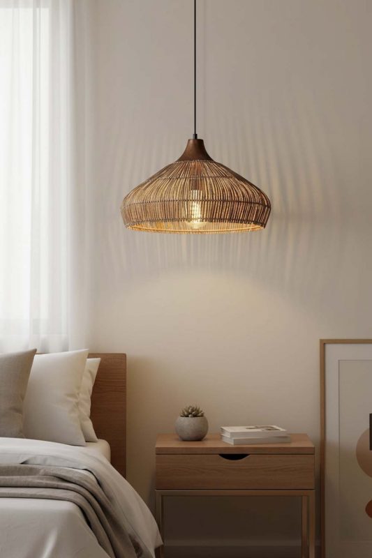 Bedside Open Rattan Pendant Light - Warm & Inviting Atmosphere