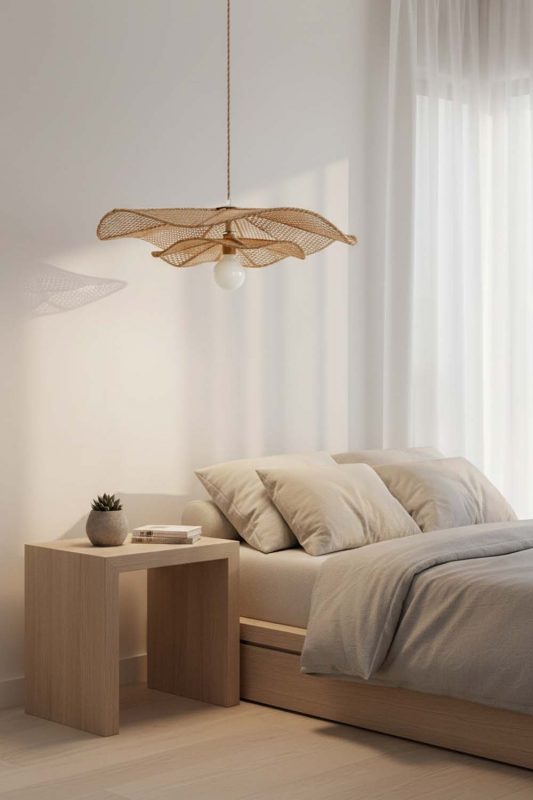 Bedside Rattan Lotus Pendant Light - Cozy Fine Dining