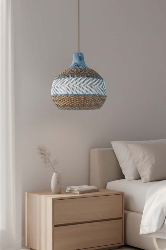 Bedside Tan Brown White Rattan Pendant Light - Elegant Dining Experience