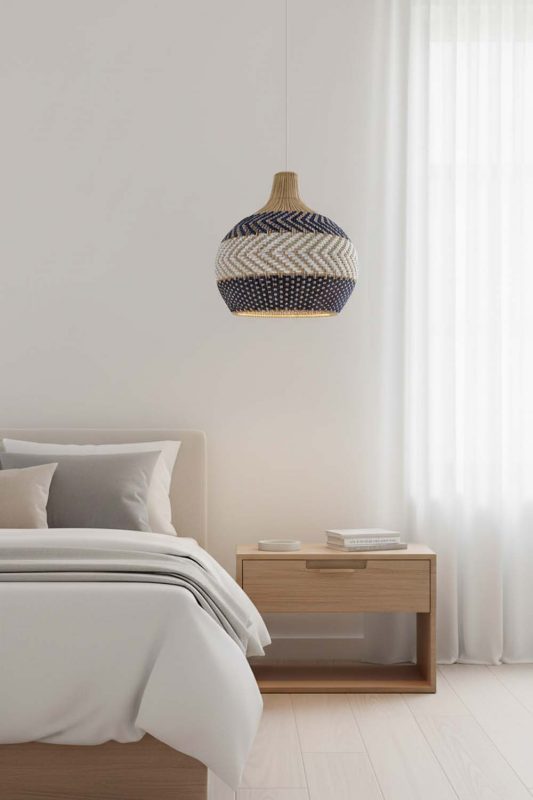 Bedside White Blue Rattan Pendant Light - Memorable Ambience