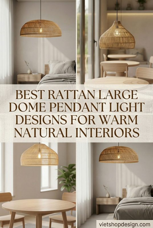 Best Rattan Large Dome Pendant Light Designs For Warm Natural Interiors