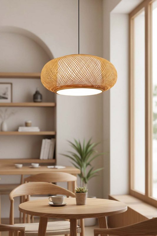 Coffee Shop Bamboo Donut Pendant Light - Warm & Relaxing