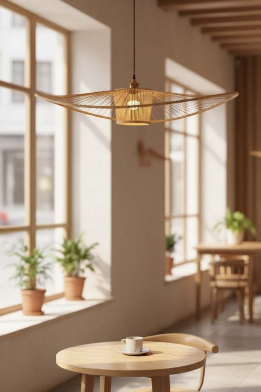 Coffee Shop Bamboo Wave Pendant Light - Warm & Relaxing