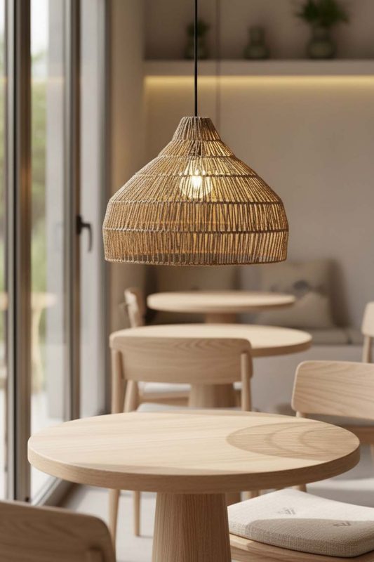 Coffee Shop Bell Shape Hemp Rope Pendant Light - Aesthetic & Trendy