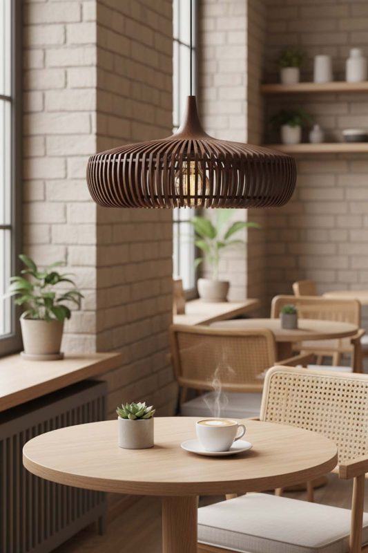 Coffee Shop Coffee Bentwood Pendant Light - Elegant & Comfortable