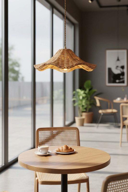 Coffee Shop Floral Rattan Pendant Light - Aesthetic & Trendy
